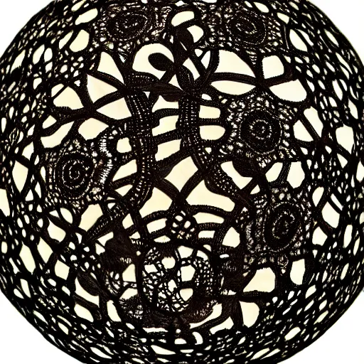 Image similar to intricate lace cloth covering a glowing sphere