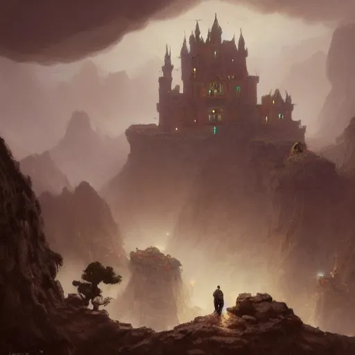 Prompt: the concept artist thinks to himself before he writes dozens of hived hexagonal frog kappa bee fat guys in the castle keep glorious cliff moat with the crescent moon rippling above. Craig Mullins, Dylan Cole, Liang Mark, Darek Zabrocki, Finnian MacManus, Sung Choi, Ruan jia, Albert Bierstadt Greg Rutkowski, Cinematic Keyframe Environmental & Architectural Design Concept Art, Trending on ArtStation?