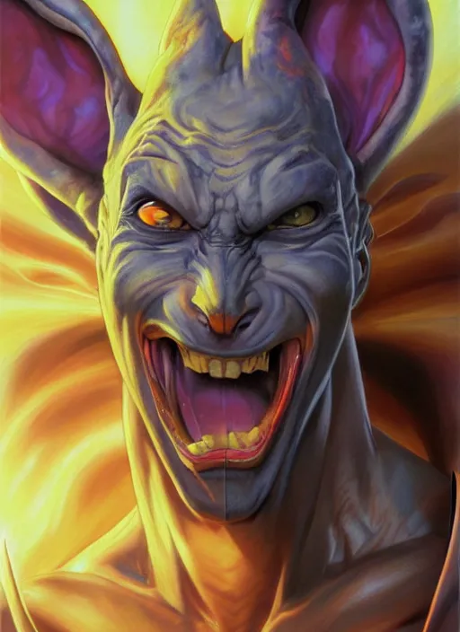 Prompt: a epic portrait of beerus, art by boris vallejo and greg danton and denys tsiperko, detailed, hyperrealism, artstation