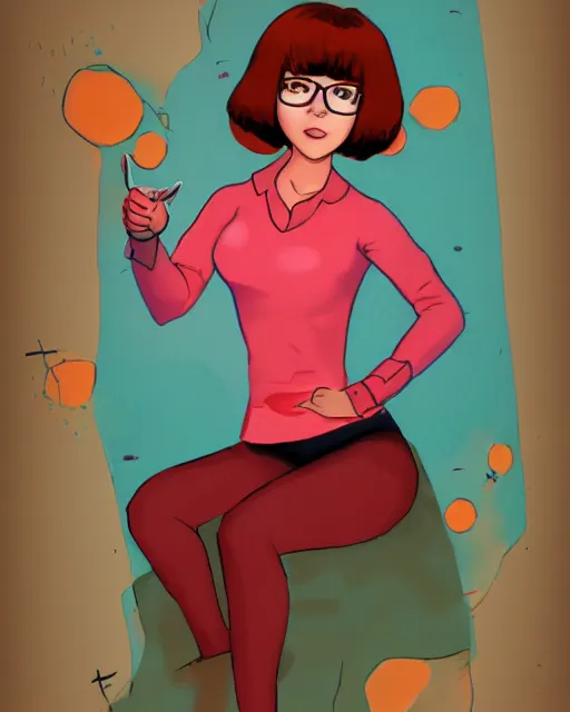 Image similar to Velma Dinkley in the style of Artstation