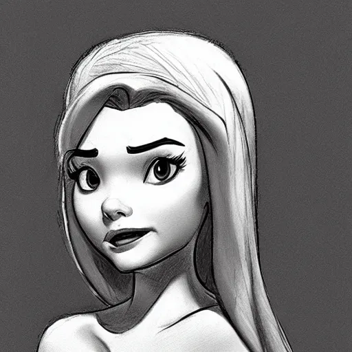 Image similar to milt kahl pencil sketch of chloe grace moretz as snow white