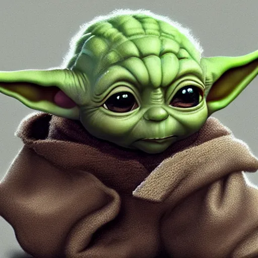 Image similar to Baby Yoda drawn by Dan LuVisi, digital art, trending on ArtStation, 8k, hyperdetalied, high quality,