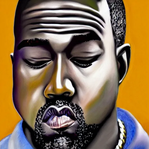 Prompt: Kanye West, artstation hall of fame gallery, editors choice, #1 digital painting of all time, most beautiful image ever created, emotionally evocative, greatest art ever made, lifetime achievement magnum opus masterpiece, the most amazing breathtaking image with the deepest message ever painted, a thing of beauty beyond imagination or words