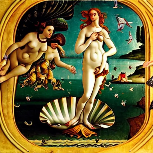 Image similar to a photograph inspired by birth of venus by boticelli