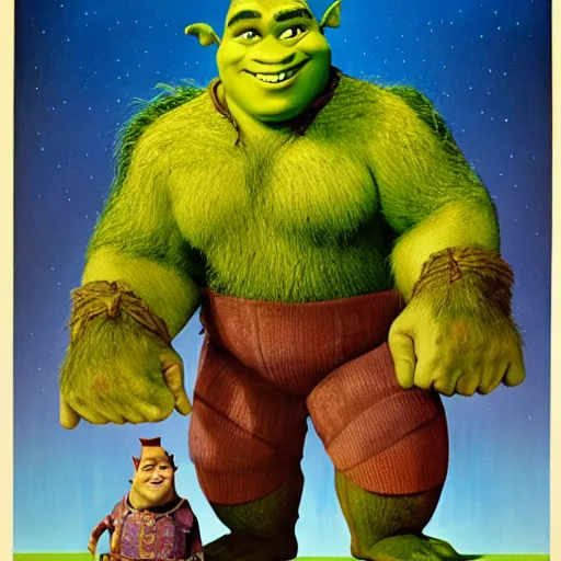 Image similar to vintage movie poster for shrek,