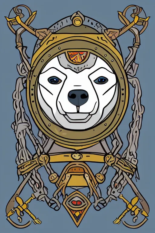 Image similar to Portrait of a polar bear in medieval armor, knight, medieval, sticker, colorful, illustration, highly detailed, simple, smooth and clean vector curves, no jagged lines, vector art, smooth