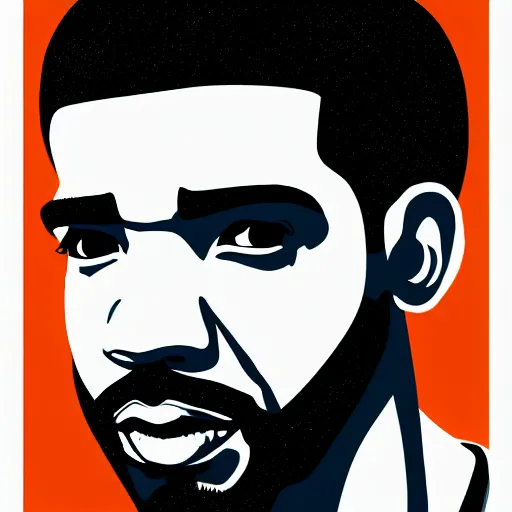 Prompt: Drake, digital artwork by Victor Moscoso, trending on artstation