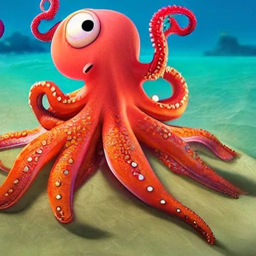 Prompt: an octopus hugging a starfish, Pixar cartoon