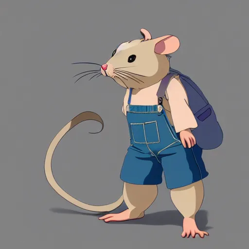 Image similar to in the style of studio ghibli, anthropomorphic mouse, female, wearing denim shorts and tank top, detailed, intricate, aesthetic, artistic, ambient occlusion, volumetric light effect, 8 k resolution