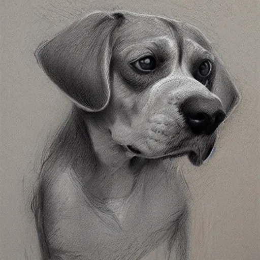 Image similar to beagle face only, pencil drawing, pastel, by marc simonetti