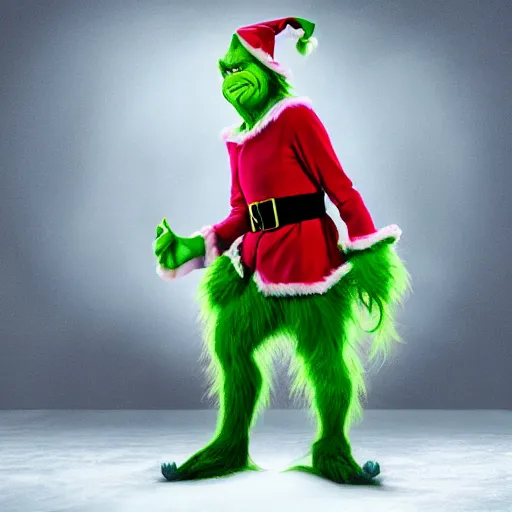 Image similar to The Grinch as Voldemort, high resolution photo, outfit photo pose