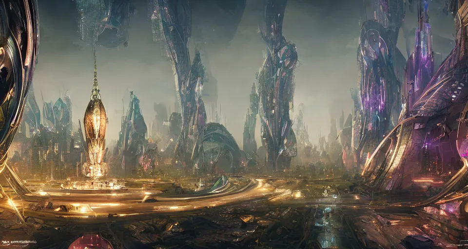 Prompt: The Futuristic Faberge Egg City by Greg Rutkowski, astronauts, magical glow, inspired by Stephan Martiniere and O'Neill Cylinder, fantasy, digital art, professional illustration, realistic, ultra detailed, atmospheric, cinematic lighting, movie concept art, hyper detailed, insanely detailed, corona render, octane render, colorful redshift render, 8k