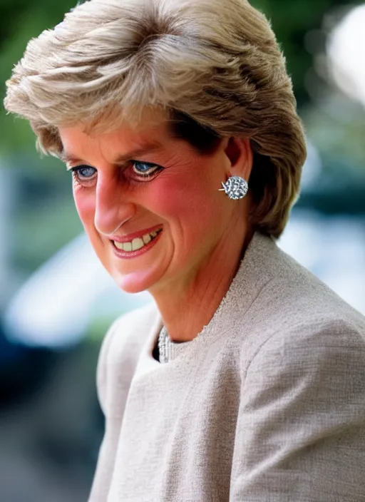 Image similar to DSLR photo portrait still of 61 year old age 61 Princess Diana at age 61!!!, 85mm f1.8