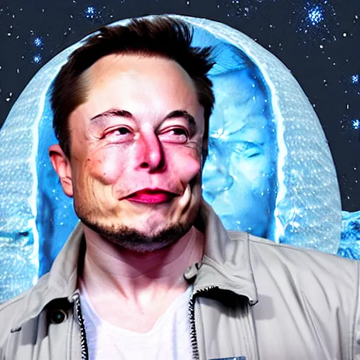 Image similar to elon musk frozen inside an ice cube