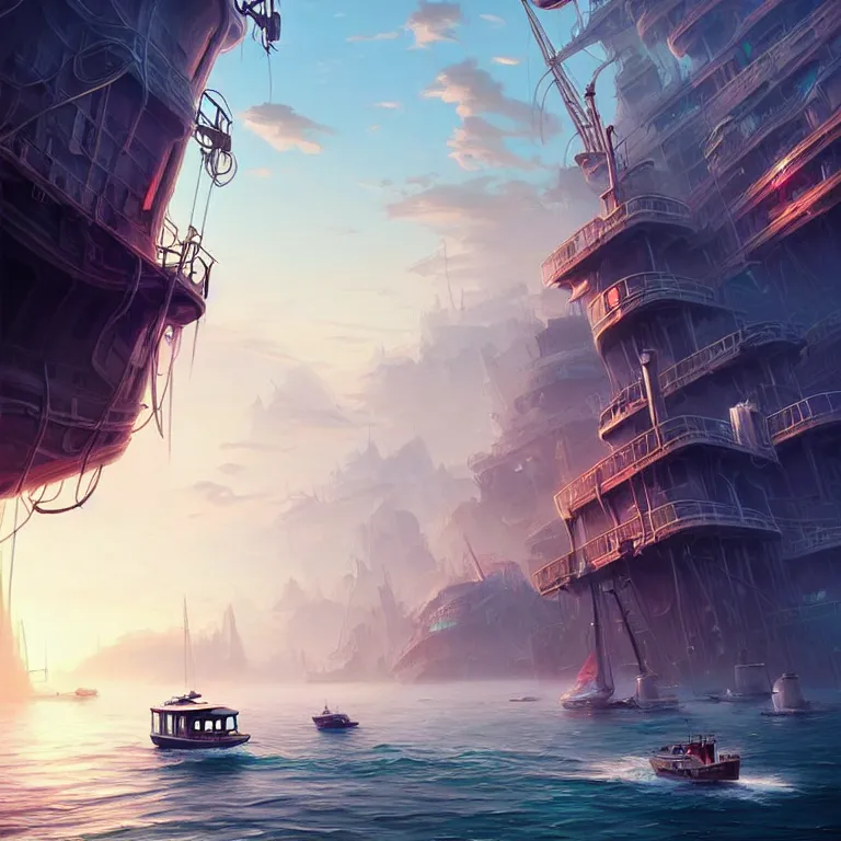 Image similar to epic professional digital art of 🍃 🛥 🏭 😱, best on artstation, cgsociety, wlop, cosmic, epic, stunning, gorgeous, much detail, much wow, masterpiece