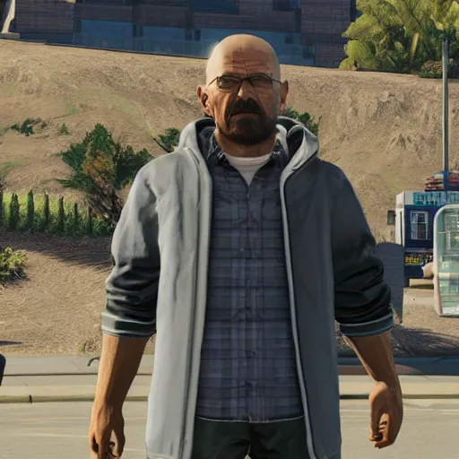 Prompt: walter white in watchdogs 2