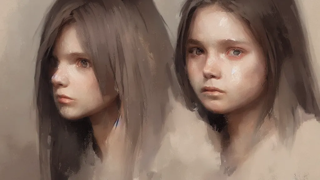 Prompt: A decent young girl portrait by Greg Rutkowski.