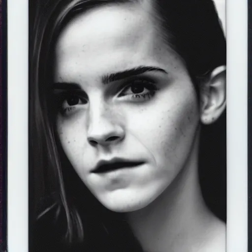 Prompt: Polaroid of Emma Watson by Wong Kar-Wai