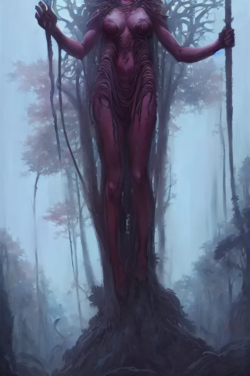 Image similar to Goddess of the forest, trending on Artstation, Greg Rutkowski, Wayne Barlowe