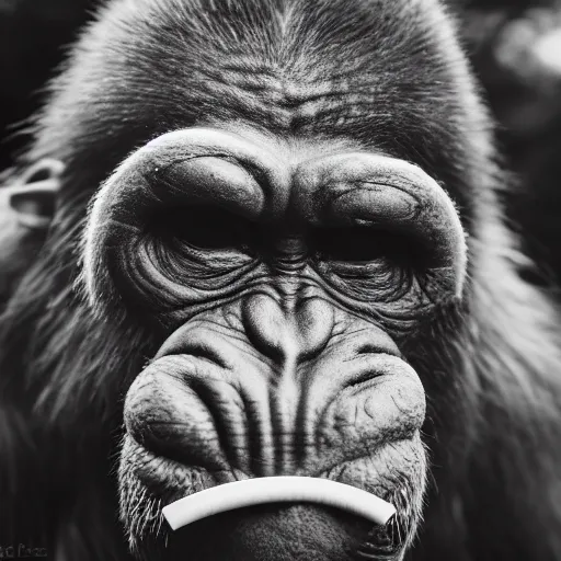 Image similar to Ape smoking blunt, EOS-1D, f/1.4, ISO 200, 1/160s, 8K, RAW, unedited, symmetrical balance, in-frame