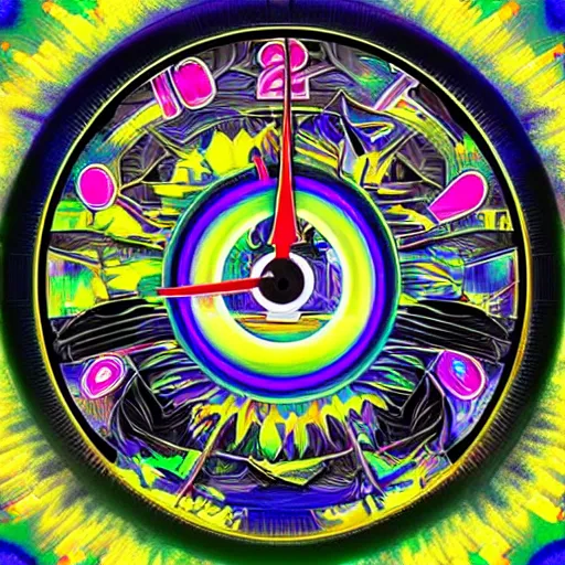 Image similar to crazy highly detailed digital art clocks for eyes psychedelic album cover