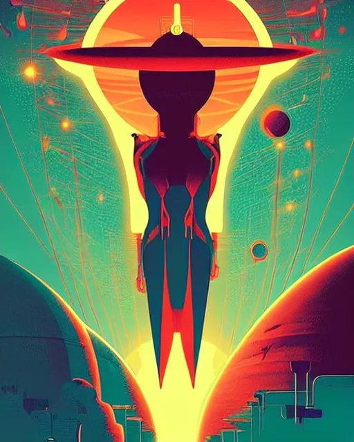 Image similar to A Futurist indie science fiction movie poster, traveller, divinity, planet, cosmic, by Kilian Eng