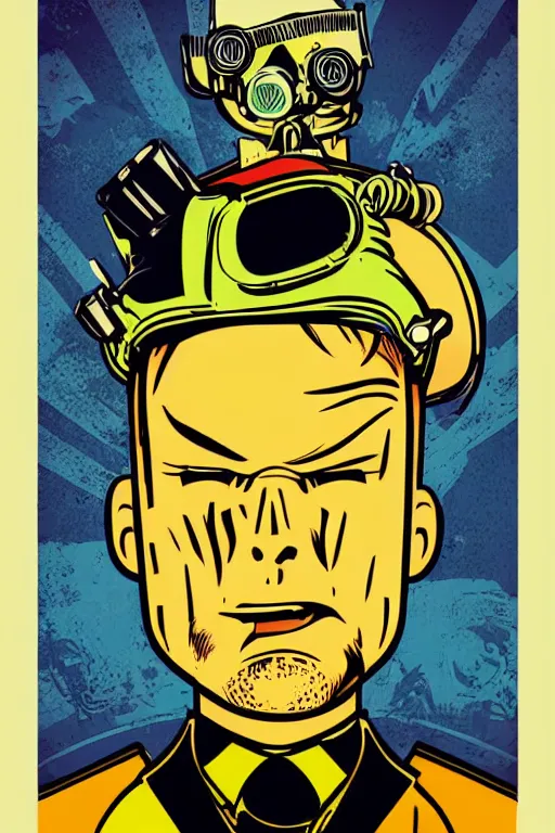 Image similar to fallout 7 6 retro futurist illustration art by butcher billy, sticker, colorful, illustration, highly detailed, simple, smooth and clean vector curves, no jagged lines, vector art, smooth andy warhol style