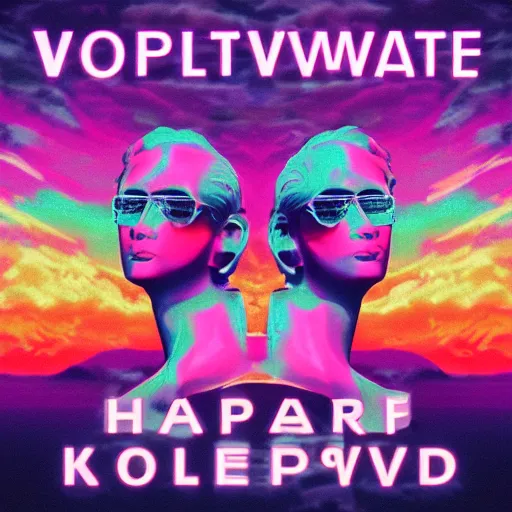 Prompt: vaporwave album cover,