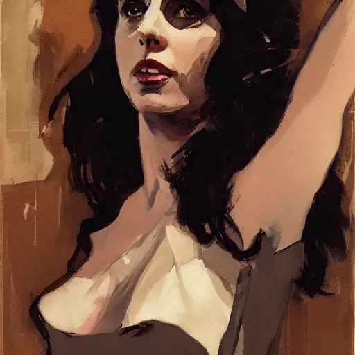 Image similar to alison brie as james bond, intricate, elegant, highly detailed, greg manchess, mucha, liepke, ruan jia, jeffrey catherine jones, ridley scott