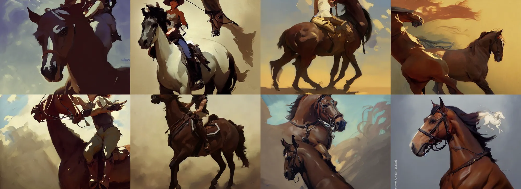 Prompt: portrait of horse greg manchess painting by sargent and leyendecker, studio ghibli, fantasy, medium shot, asymmetrical, intricate, elegant, matte painting, illustration, hearthstone, by greg rutkowski, by greg tocchini, by james gilleard, by joe fenton