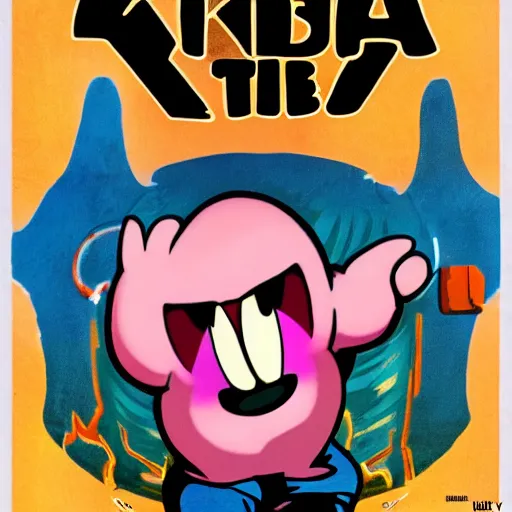 Prompt: kirby in the style of a polish movie poster