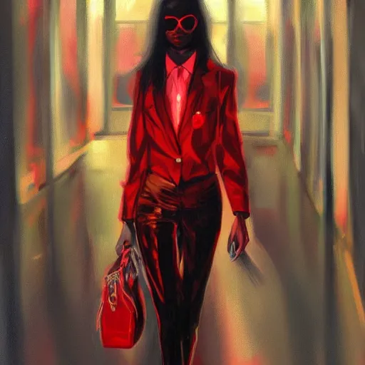 Image similar to red light fashion, gucci catwalk, oil painting, digital art, ultradetailed, artstation