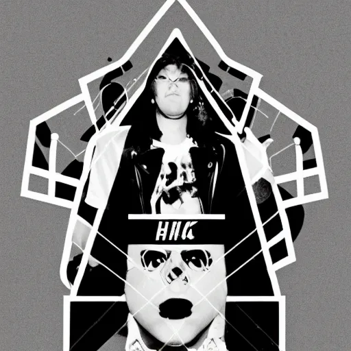 Image similar to black on white graphic design cover punk band in style of eric hu, y 2 k, brutalism, acid, techno