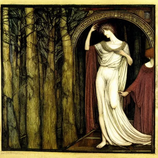 Prompt: the beguiling of merlin by edward burne - jones