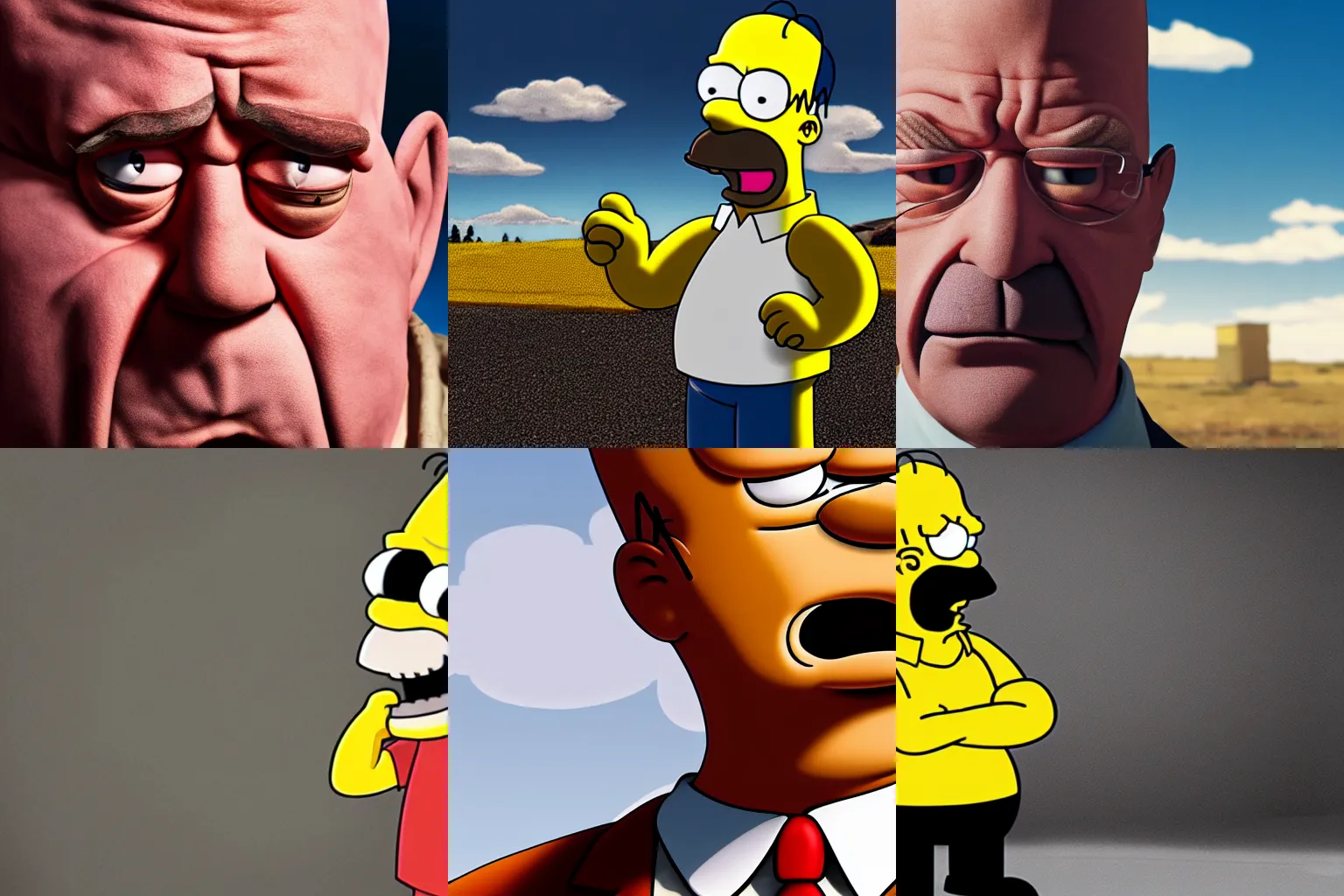 Prompt: photo, angry homer simpson in an episode of breaking bad, 4 k, high detail, professional photography