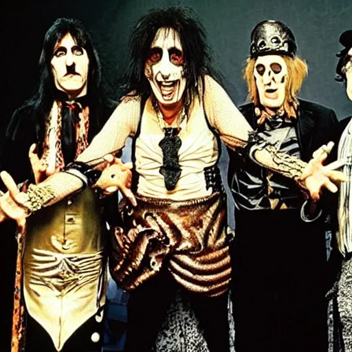 Image similar to Alice cooper in Monty python bizarre style