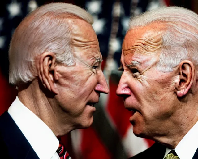 Image similar to president joe biden face to face with president joe biden, nikon 3 5 mm, photograph