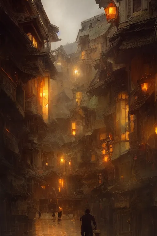 Image similar to inside the antique city of Avalon at dusk, intricate, elegant, volumetric lighting, digital painting, highly detailed, artstation, sharp focus, illustration, concept art, ruan jia, steve mccurry