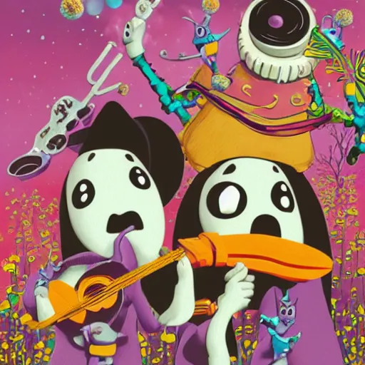 Prompt: lofi biopunk portrait of the Moomins playing mariachi, Pixar style, by Tristan Eaton Stanley Artgerm and Tom Bagshaw.