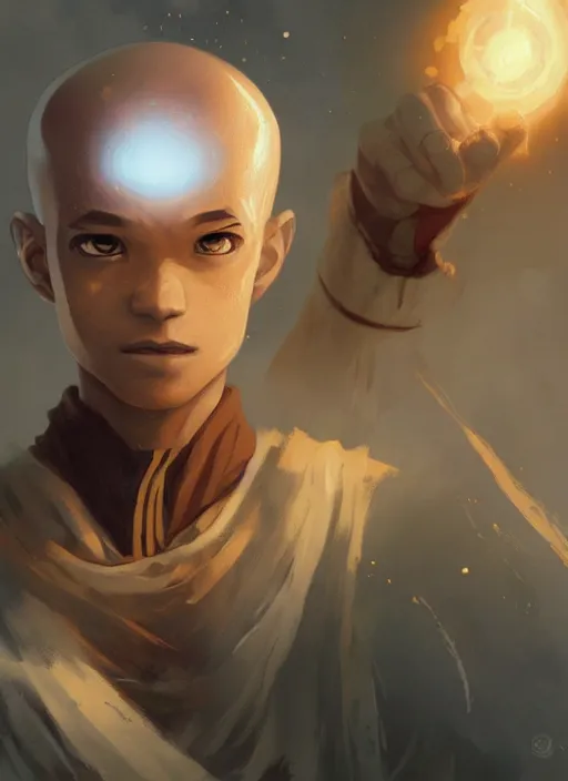 Prompt: highly detailed portrait of aang the last airbender, unreal engine, fantasy art by greg rutkowski