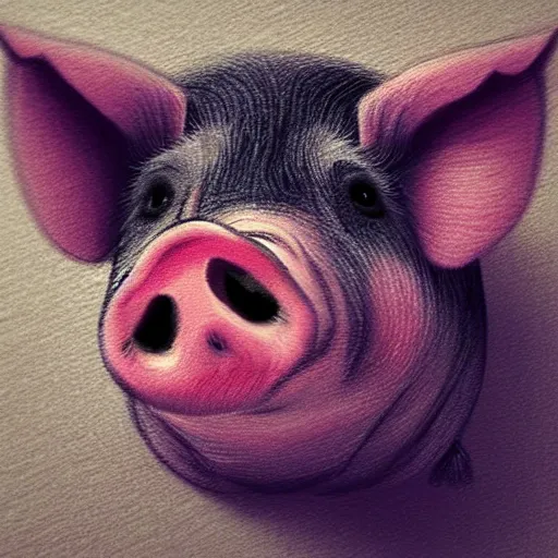 Prompt: face of cutest pig in the world. Artistic. Concept art. Line Drawing. High details. Artstation. Cute.