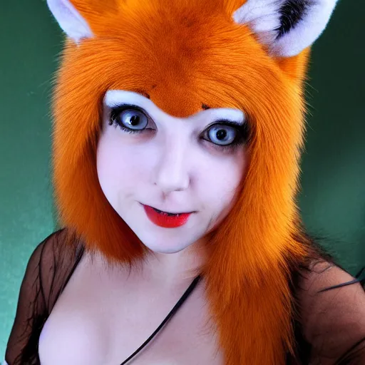 Image similar to photo of a sensual female fox fursuit