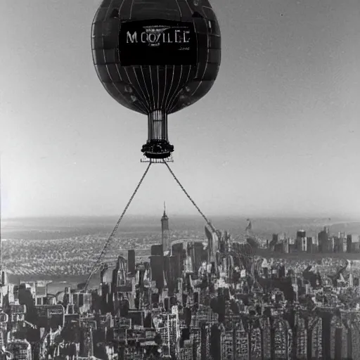 Image similar to a dirigible moored to the empire state building