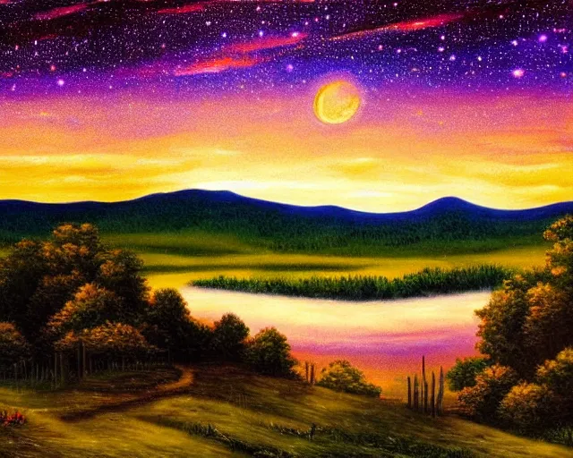 Image similar to scenic view of the sky on a summer night, ultradetailed,,