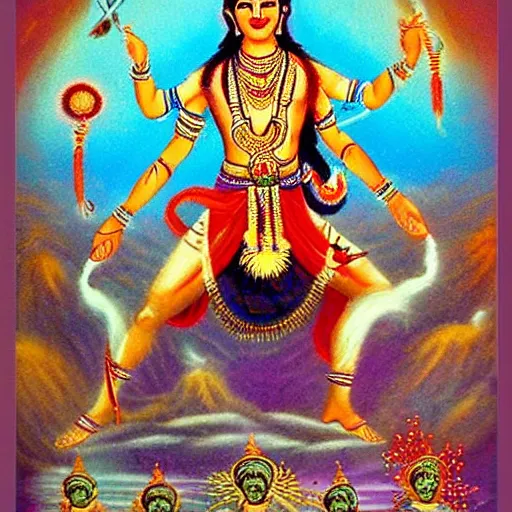 Image similar to Shiva Tandav or Tandava is an unbridled dance of the Lord. It is believed that the world sprang forth from the cosmic dance of Shiva and the creation, sustenance and destruction of the universe depends on it