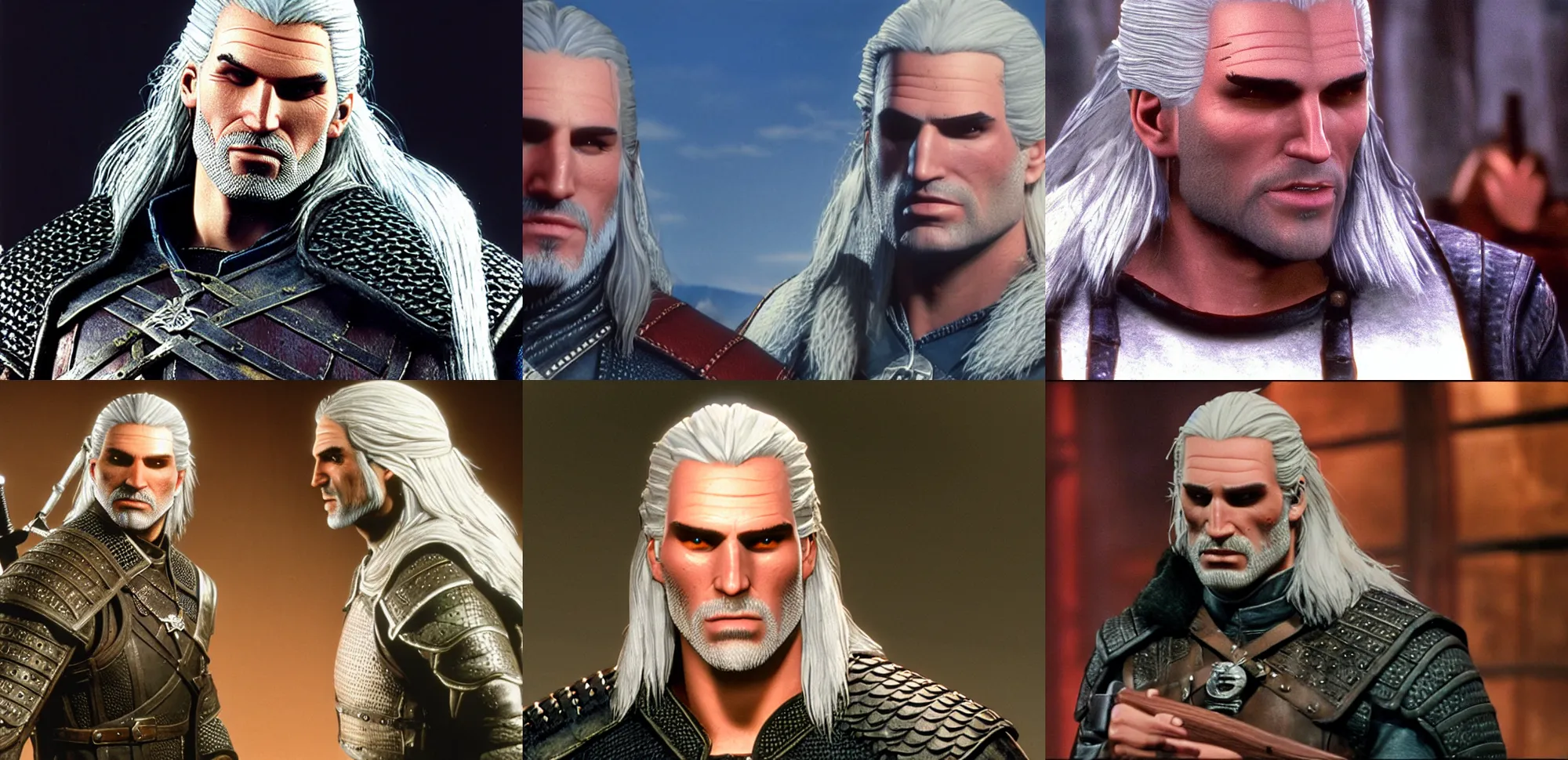 Prompt: Geralt of Rivia appearance on the Tonight Show in 1995, cinematic, wide angle, 80mm, television, photorealistic, highly detailed