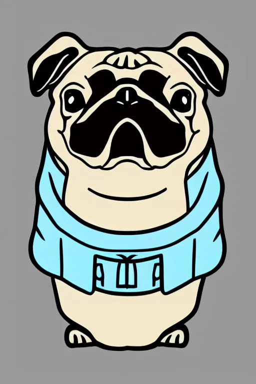 Image similar to Portrait of a bi chungus pug, sticker, colorful, illustration, highly detailed, simple, smooth and clean vector curves, no jagged lines, vector art, smooth