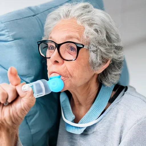 Image similar to an old woman wearing an oxygen cannula