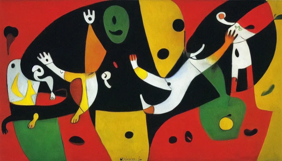 Image similar to capoeira, painting by joan miro