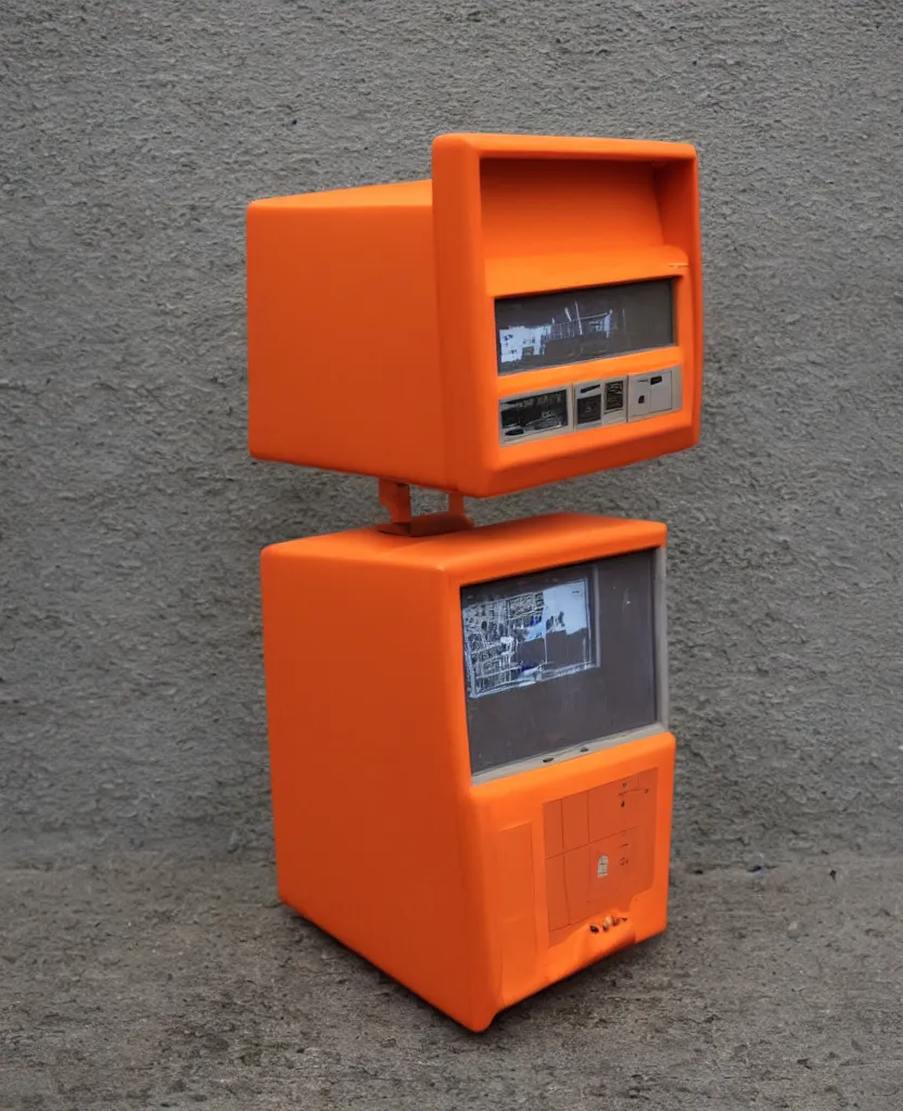 Prompt: orange vintage crt monitor